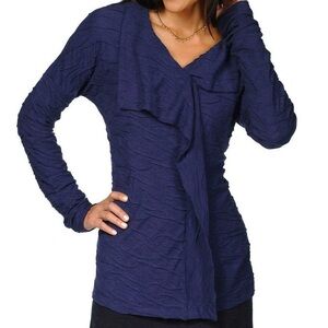 Toad&Co Samba Wave Blue Organic Cotton Laganlook Draped Cardigan Horny Toad S
